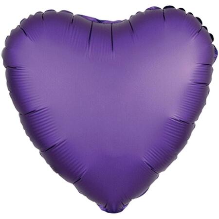 LOFTUS INTERNATIONAL 18 in. Purple Royale Heart Satin Luxe HX Balloon, 22PK A3-6818